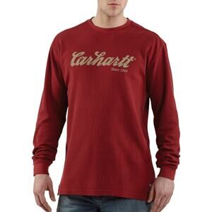 Carhartt Mens 2XL Red Thermal Waffle Knit Long Sleeve Pullover Shirt 100% Cotton